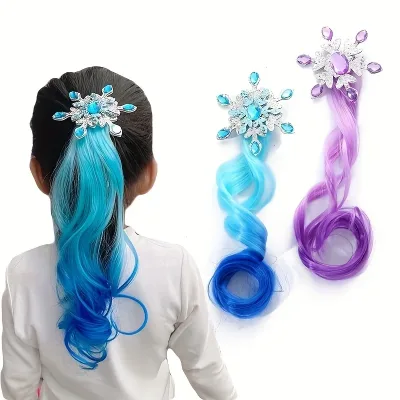 Children's Colorful Wig Hair Clips - Snow Queen - Themed Gradient L...