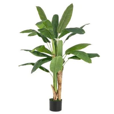 GOFLAME 160cm Tall Bird of Paradise Artificial Plant Faux Banana Leaf Tree-Green