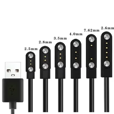 Universal 2Pin 4mm 7.62mm 4Pin Strong Magnetic Charge Cable USB Charging Line Cord Black White for Smart Watches image 1