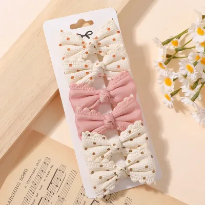 Floral Print Bow Hair Clips Baby Girls Fresh Pastoral Cotton 6-Pack