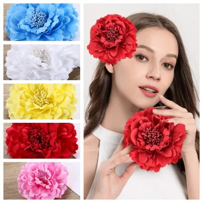 Fashion Peony Flower Women Hair Clip DIY Straw Hat Accessories Beach Holiday Bohemia Emulation Girl Hair Barrettes Headb