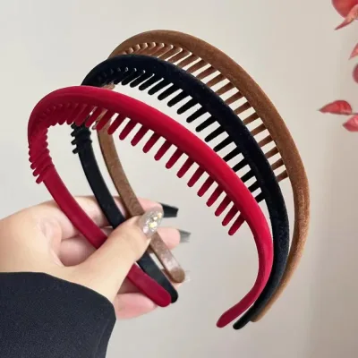 2pc Elegant Black red Velvet Hairband with Tooth Retro Headband for Women Girls Hair Bands Hair Accessories