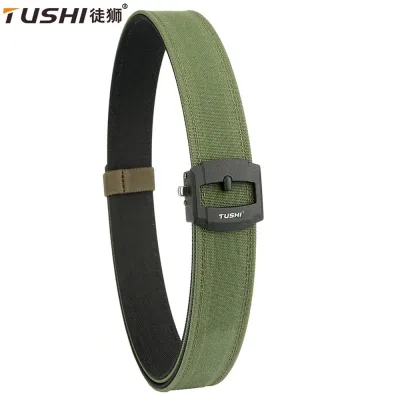 TUSHI New Stiff Casual Belt for Men Metal Alloy Automatic Buckle Military Tactical Belt Sturdy Nylon Overalls Work Belt 