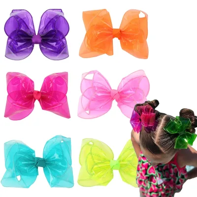 PVC Jelly Bow Hair Clip Waterproof Transparent Hairpin Sweet Summer Beach Swim Hairpins Girl Children Headdress Hair Acc