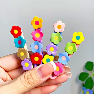 Colourful Flower Hair Clips Sweet Floral Barrette Side Pins 4-Pack
