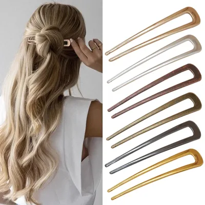 Metal U Shape Hair Clips Pins for Women Hair Sticks Bride Hair Styling Accessories Sliver Gold Hairpins Barrettes Hair F