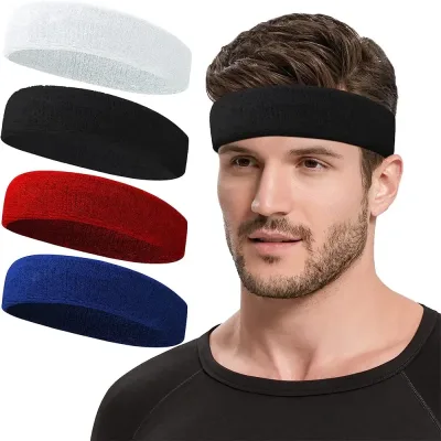 4pcs/pack New Style Sweatbands Sports Headband for Men & Women, Moisture Wicking Hairband Athletic Towel Headbands Head