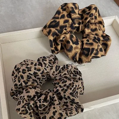 Leopard Print Oversized Scrunchie Hair Tie Korea High Elasticity