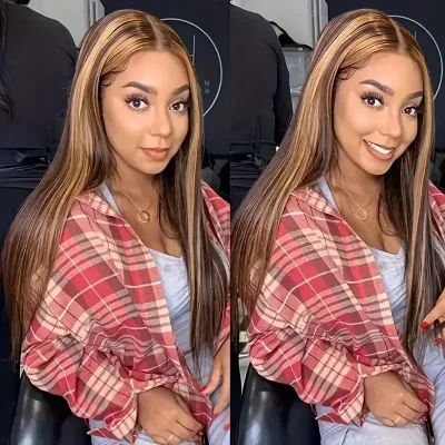 200 Density Honey Blonde Long Straight 13x4 HD Lace Front Wig Human...