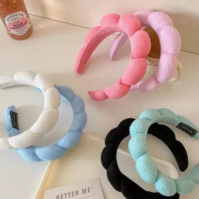 Cloud Sponge Wide Brim Headband Korean Candy Colour Face Wash