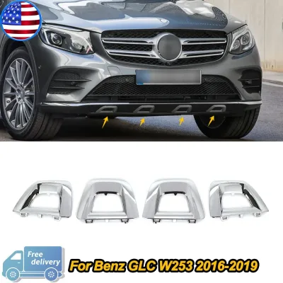 Mercedes GLC W253 2016–2019 Front Bumper Splitter Chrome Trim 4-Piece