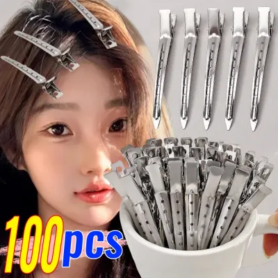 5/100pcs Metal Hair Salon Fixed Clips Ladies Styling Sectioning Hairpin Clamps Curl Hair Root Fluffy Hair Clip Hairdress
