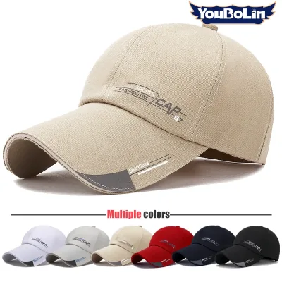 Spring and summer simple running style extended brim baseball cap men's sun hat canvas wide brim hat