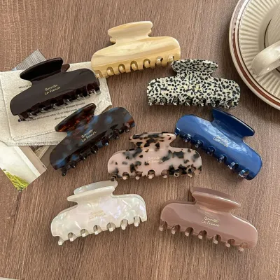 1pc Korean France acetate grab clip，simple retro French elegant temperament back of the head coil hair shark clip hairpi
