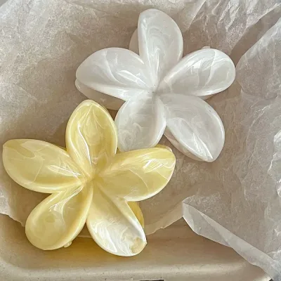 Summer Beach Large Boho Acrylic Flower Shark Claw Hair Clip 2-Pack