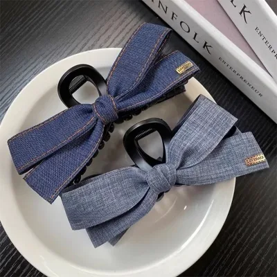 Cowboy Bow Large Shark Clip Back of Head High-End Hair Accessory
