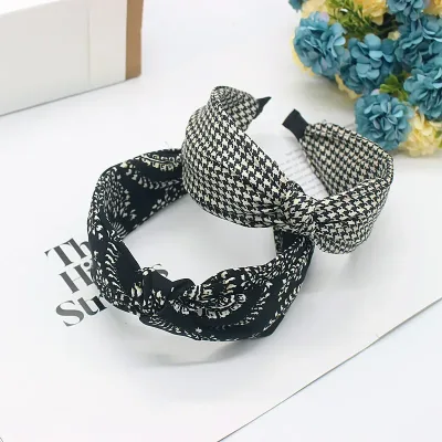 Ethnic Fabric Knotted Wide Headband Non-Slip Women Girls Fashion