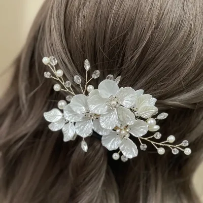 Pearl Shell Floral Bridal Hairpins Hypoallergenic Wedding Hair Clips