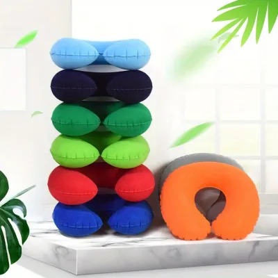 1pcs Inflatable C-shaped Pillow Travel Neck Pillow Portable Round Pillow Cushion image 1