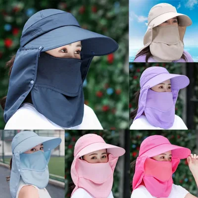 Summer Sun Hat Outdoor Cycling Bucket Hat Multipurpose Detachable Windproof Face Protection Outdoor Worker Neck Protecti
