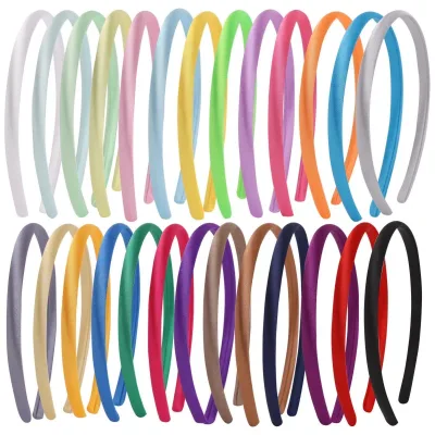 24-Pack Plastic Satin Headbands Non-Slip Women Girls DIY