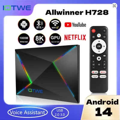 Android 14 Smart TV Box 4GB+128GB Octa Core WiFi 6 5G HDMI USB 3.0