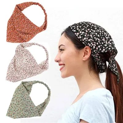 Chiffon Daisy Floral Triangle Turban Hairband Scarf Soft Kerchief