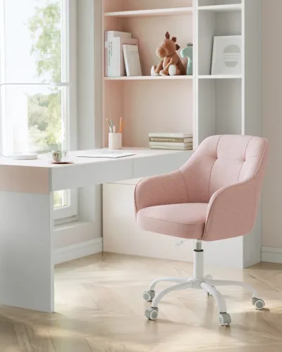 SONGMICS Office Chair, Swivel Chair, Desk Chair, Makeup Vanity Chair, Adjustable Height, Armrests, 110 kg Load