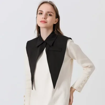 Fake Shirt Tip Collar Detachable Half Shirt Flat Dickey Big Pionted Long Lapel Scarf Women False Kit Faux Tops Triangle 