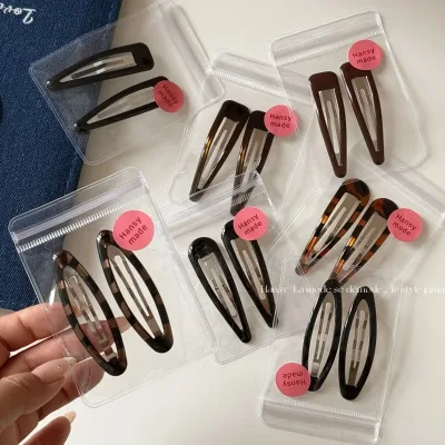 Leopard Oil Drip Water Drop BB Clip Oval Hairpin Edge Clip 2-Pack