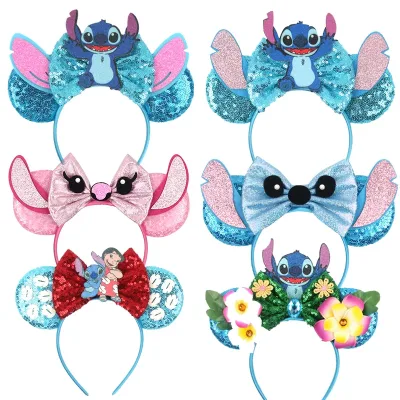 Cartoon Lilo & Stitch Headbands for Girls Mickey Mouse Ears Hairband Kids Yoda Hair Accessories Women Disney Angel Headw