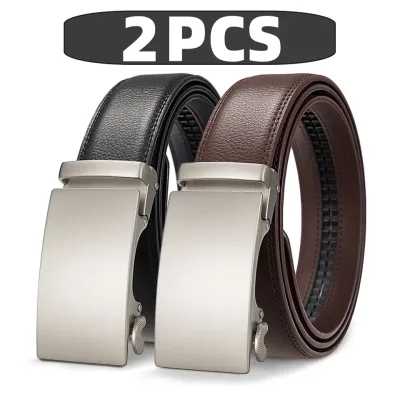 High Quality Genuine Leather Casual Belt Men, Adjustable Automatic Buckle Belts, Black/Brown Cuttable Ratchet Belt for m