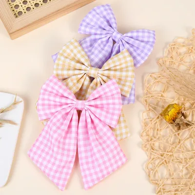 Plaid Bow Hair Clips For Girls Sweet Vintage Checkered Bowknot Hairpin Women Elegant Trendy Korean New Headwear Hair Acc