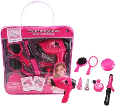 Girls Hairdressing Vanity Playset Beauty Toy Hairdryer Makeup