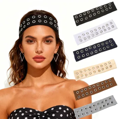 AWAYTR Solid Color Pop Rivet Hair Bands Fashion Fabric Elasticity Hair Scarf For Women Holiday Headband Urban Hair Acces