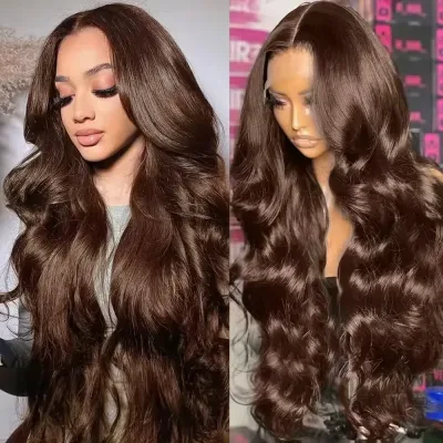 Body Wave Chocolate Brown 13x4 Lace Front WIgs 13x6 HD Lace Human H...
