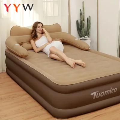 2 Persons Inflatable Mattress Camping 48cm High Bed Lazy Laying Soft Skin-friendly Folding Home Indoor Outdoor Air Cushi