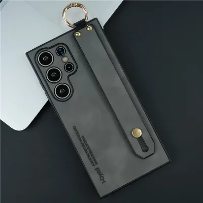 Suede Lambskin Leather Wrist Strap Phone Case For Samsung S26 Ultra S24 S23 S22 S21 Plus Shockproof Cover For Samsung S25 Ultra - image 1