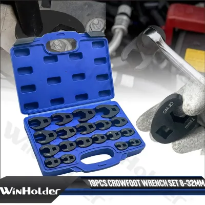 19pcs Metric Crowfoot Wrench Set 8-32mm 3/8" & 1/2" Drive Flare Nut...