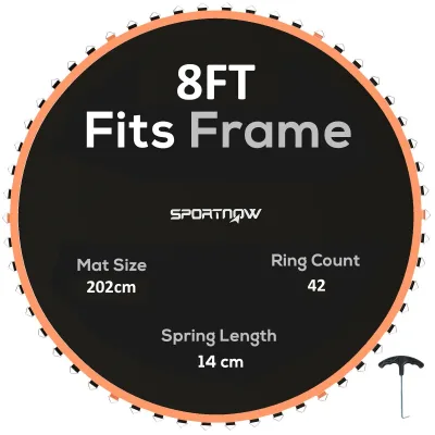 SPORTNOW Trampoline Replacement Mat with Eight Rows of Stitching, Spring Pull Tool, 42 V-Hooks, for 8ft Trampoline
