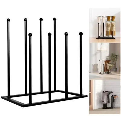 4 Pair Vertical Metal Boot Rack Standing Shoes Drying Stand for Wad...
