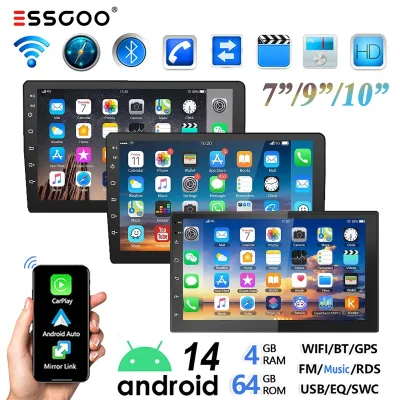 Essgoo 7"/9"/10“ 2 DIN Android 14 4+64G Car Stereo Carplay Android ...