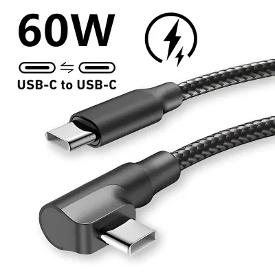 90 Degree Elbow USB C Fast Charge Cable For iPhone 17 16 15 Pro Max Samsung Xiaomi Redmi POCO OnePlus Nylon Braided Type image 1