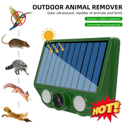 Ultrasonic Cat Dog Repellant with Red White Flash Light Waterproof Solar Powered Animal Deterrent for Orchard/Greenhouse image 1
