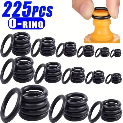 225pcs O-Ring Kit: Durable Rubber Seals for Automotive & Machinery, Ideal for Plumbing - Oil & Water Resistant, Assorted image 1