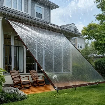2x2m Transparent Rainproof Shading Cloth Tarpaulin Lightweight Waterproof Tarpaulin Cover Tarpaulin Transparent Rainproof Cloth - image 1