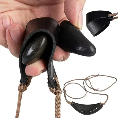 Handmade Leather Shepherd Sling Pouch Sling Shot Rope Strap Old-Fashioned Slingshot for Outdoor Sports Camping Shooting image 1