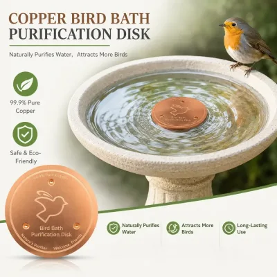 Outdoor Bird Bath Accessory Copper Purifier With Triple-Point Support Bath Disk Ornament Feeder For Garden Bird Bath Bowls - image 1